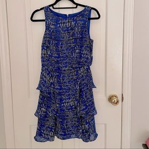 Banana Republic Black White & Blue Abstract Dress